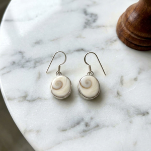 Modernos y Elegantes Pendientes de Aro/Redondos de Plata de Ley 925 con Ojo de Shiva, Estilo Budista Tibetano, con Piedra Preciosa Natural Redonda, Estilo Bohemio - Product Image 3