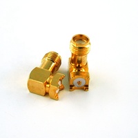 Connecteur coaxial RF coudé à angle droit SMA femelle doré pour montage sur circuit imprimé, 4 pieds, audio-vidéo, 50 Ohm, DC-12,4 GHz