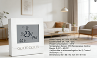 Thermostat de chauffage au sol hydronique Telin AC612 - Programmable, double contrôle de température, flexible, anti-inflammable, PC+ABS pour appartement