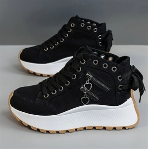 Chaussures décontractées montantes <span class=keywords><strong>pour</strong></span> femmes 2025 – 3 couleurs, semelle épaisse, fermeture éclair et lacets, détail cœur, antidérapantes, toutes saisons - Product Image 6