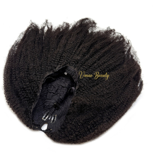 Camboyano Afro Kinky Curly 4C Coily 130 Densidad V-Parte Peluca Kinky Rizado Virgen Cabello humano U Parte Peluca Peso personalizado <span class=keywords><strong>M</strong></span> Cap Peluca - Product Image 4