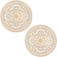Base de panier en macramé rond en bois Tailai, motif complexe découpé au laser, fond tissé pour panier de rangement en macramé DIY, porte-plante