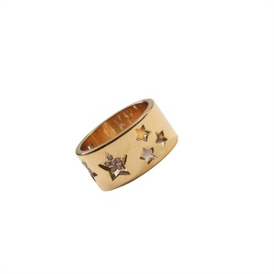 Luxury Gold Plated Adjustable Hollow <b>Ring</b> Stainless Steel <b>Cz</b> Zircon Star <b>Ring</b> - Product Image 1