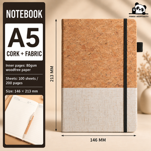 Carnet de notes de qualité supérieure A5 avec logo personnalisé, couverture en liège écologique, couverture rigide blanche, pour le bureau et l'école - Product Image 1