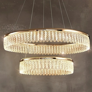 JYLIGHTING Lampadario Contemporaneo a Doppia Colonna Circolare con Texture Scintillante, Illuminazione Premium per Suite e Foyer <span class=keywords><strong>di</strong></span> Hotel - Product Image 1