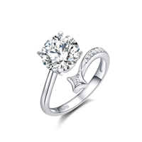 Bague de fiançailles pour femme en diamant de laboratoire IGI 8 cœurs 8 flèches, bijoux de mariée en alliage de luxe léger