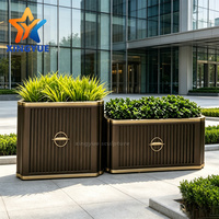 Jardinière personnalisée en acier inoxydable, finition bronze foncé et doré, bac à fleurs en métal pour extérieur, hôtel, villa, aménagement paysager, jardinière décorative