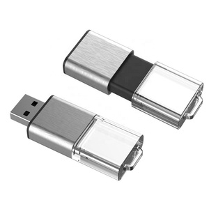 Promotion Crystal Usb Flash Drive High Quality Acrylic Aluminous Push-pull Usb Sticks Custom logo Print Led Light up Pendrive