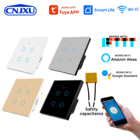 Interruptor de Luz WiFi Tuya Sin Cable Neutro, 1/2/3/4 Canales, Interruptor de Pared Inteligente para UE/Reino Unido, Compatible con Alexa, Google Home, Smart Life