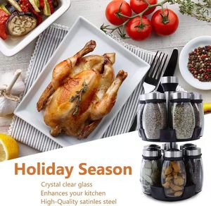 360 Degree Rotating <b>Spice</b> Rack with 6 <b>Jars</b> Multifunctional Rotating <b>Spice</b> Organizer Kitchen Accessories - Product Image 5