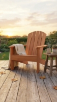 [BeNK] Chaise Adirondack moderne et confortable en bois d'acacia FSC, pieds coniques, design de panneau facile à nettoyer, pour villa, hôtel, usage extérieur, Vietnam