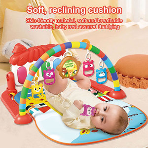 Tapis d'éveil musical pour bébé avec <span class=keywords><strong>piano</strong></span> à pédales et arche d'activités, tapis de jeu doux pour nouveau-né - Product Image 3