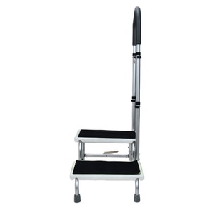 Double Tier Step <b>Stool</b> With Armrests Aluminum Foldable Home <b>Bedroom</b> Hospital Use Multi Function Footstool - Product Image 3