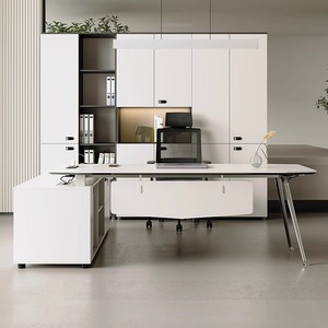 Juego de escritorio y silla de oficina moderno de lujo de gama alta con diseño modular personalizado para mesa de oficina de uso comercial - Product Image 2
