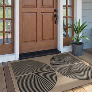 Paillasson rectangulaire géométrique abstrait moderne en fibre de polyester pour intérieur, facile à nettoyer, résistant aux taches et à l'usure - Product Image 4