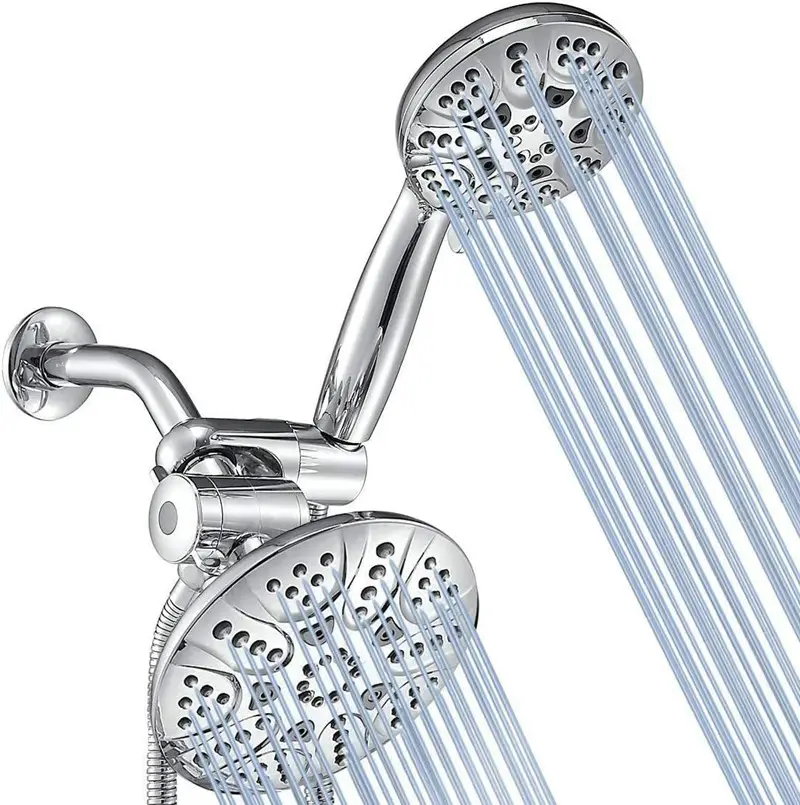 Amazn Hot Selling CUPC 6Functions ABS Spa Hand Showerhead and Rain Shower Combo Dual 2 in 1 Shower Head System