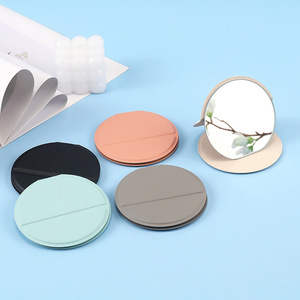 Custom Single-Sided Pocket <b>Mirror</b> Black PU Leather Magnifying Cosmetic Makeup <b>Mirror</b> for Travel Purse - Product Image 5
