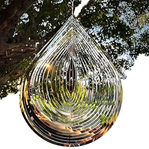 Wind Spinner 3D Stainless Steel Metal Sculptures, 3D Water Droplets Metal Wind Sculptures & Spinners for Garden Decoration - Product Image 2