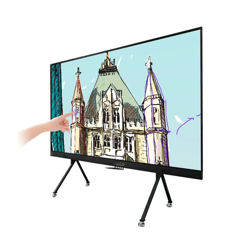 4K ultra ince 135 inç küçük aralık dokunmatik ekran TV büyük konferans izleme tam renkli interaktif led panel fiyatı