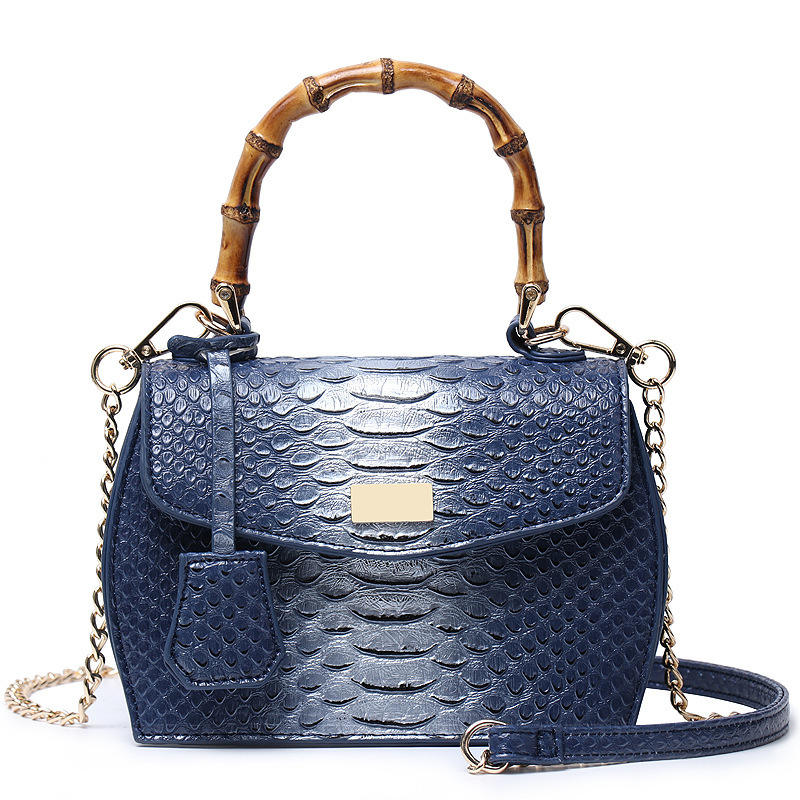 Luxury Bamboo Handle Python Skin Shoulder Bag for Women's Luxury - Main Image