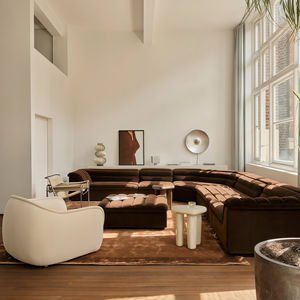 Canapés modulables modernes italiens, ensemble de canapés modulaires incurvés de luxe en velours rouge, ensemble de canapés 7 places en <span class=keywords><strong>L</strong></span> - Product Image 5