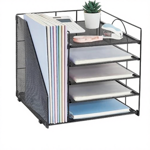 Organizadores de Escritorio, Accesorios, Organizador de Papel y Cartas de Malla Metálica Negra de 5 Niveles con Soporte para Archivos para Oficina/Suministros, Hunan Chin - Product Image 4