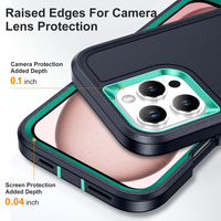 Étui de protection intégrale 3-en-1 avec béquille antichoc en TPU et PC pour iPhone 15, 16, 17, 18 Pro Max et iPhone 14, 13, 12, 11