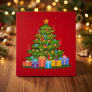 Carte pop-up 3D grand format Arbre de Noël fait main, design personnalisé, cadeau de Noël du Vietnam, produit phare tendance - Product Image 1
