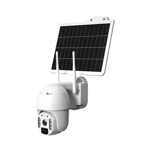 Sistema de câmera de vigilância externa, 3mp inteligente baixa alimentada por bateria cctv sem fio painel de luz solar ptz câmera de segurança