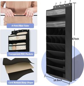 Closet Over the Door <b>Shoe</b> Organizer Hanging <b>Shoe</b> Organizers with 8 Tier Large Deep Pockets - Product Image 2