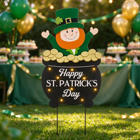 Piquets de jardin en métal 3D OEM ODM, motif lutin et gnome, pour décoration extérieure de fête de la Saint-Patrick