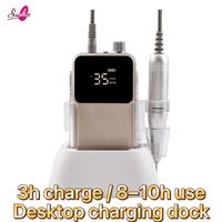 2026 Faible MOQ Ponceuse à ongles portable sans fil rechargeable 35000 tr/min Professionnelle pour pédicure Moteur à balais USB