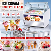 Lemari kaca peralatan kulkas 12 kaleng, etalase untuk toko Gelato untuk penyimpanan es krim