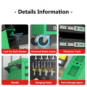 กล่องเครื่องมือโรงรถโลหะตู้ลูกกลิ้งลิ้นชักเหล็กรถเข็นอุตสาหกรรม - Product Image 6