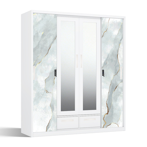 Armario de Acero Impreso con Puertas Correderas con Espejo y Cajones Inferiores - Product Image 2