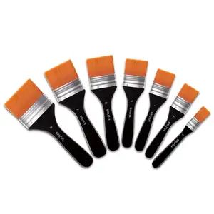 Wide Flat Paint Brushes Soft Painting Brushes Assorted Sized Craft Brushes Nylon For Oil Canvas Watercolor Gesso