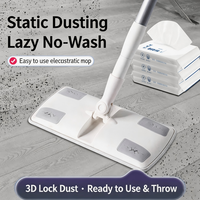 JOYTONBO H2 Balai à poussière statique 133 cm avec manche en fer, base en nid d'abeille, balai jetable pour le nettoyage domestique