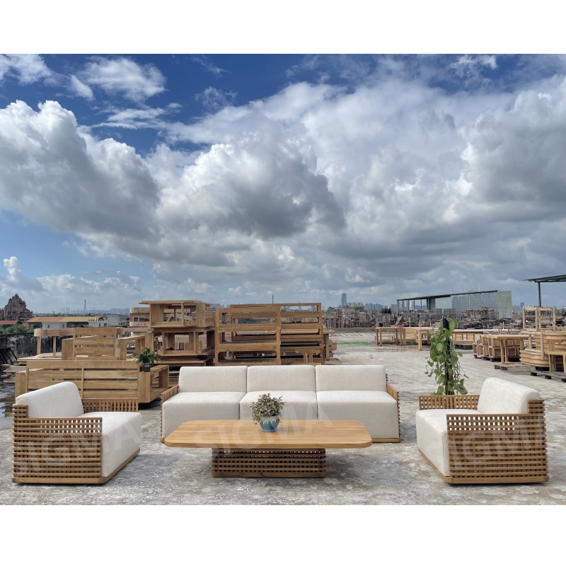 Modern Patio Outdoor Hotel Furniture Teak Wood Sofa Set Designs For Living Trelica Teak Lounge Chair