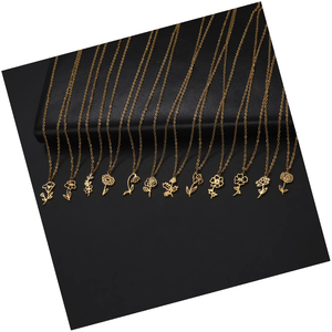 DAIHE Daisy Flower Pendant placcatura in oro 18 carati collana di fiori di nascita gioielli in acciaio inossidabile per le donne - Product Image 1