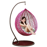 Fauteuil suspendu moderne en rotin PE pour patio, en forme de nid d'oiseau, avec structure