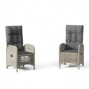Silla de Jardín NLYIN Paroneto, de Mimbre Sintético con Estructura de Acero, Color Gris, Diseño Ergonómico y Contemporáneo - Product Image 1
