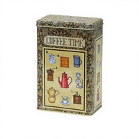 Boîte de rangement rectangulaire vintage personnalisée JH Bright in Colour pour café, thé, cacao en poudre, avec autocollants imprimés offset
