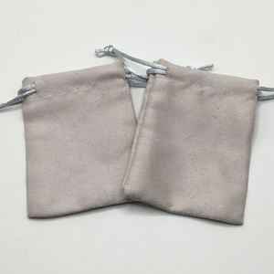 <b>Grey</b> 8*10cm Small Suede Velvet Recyclable Custom Logo Drawstring Bag Pouch for Jewelry <b>Storage</b> Dustproof - Product Image 5