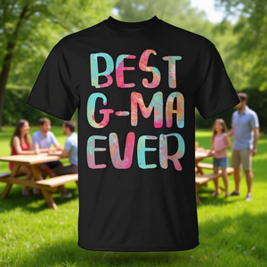 T-shirt Best G-Ma Ever noir avec imprimé Tie Dye, col rond, manches courtes, unisexe, pour adultes, cadeau pour réunion de famille - Product Image 3
