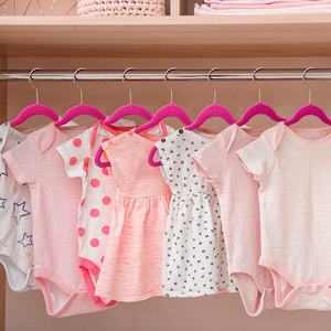 Легкий вес Нескользящие розовое золото крюк для детей Детская одежда ярко-розовые бархатные вешалки для одежды - Product Image 6