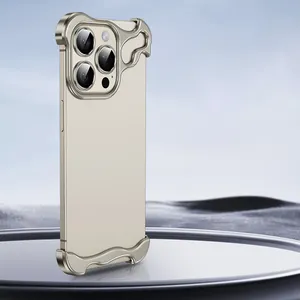 Geili, funda de teléfono de esquina a prueba de golpes, funda de Metal de parachoques desnudo Real con Protector de lente para Iphone 15 Accesorios