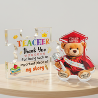 Plaque PMMA imprimée UV de qualité supérieure, support acrylique pour ours de remise de diplôme, motif Cœur, Classe de 2026, cadeau souvenir mignon, vente en gros