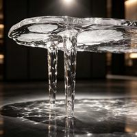 Table basse en acrylique haut de gamme Heyun, design feuille de lotus transparente, pour hôtel, villa, salon, salle d'exposition, hall d'entrée.