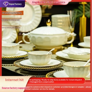 Service de vaisselle en céramique Jingdezhen, personnalisable avec logo, en porcelaine fine, pour la maison, vente en gros - Product Image 1