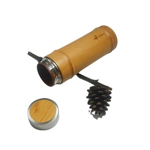 Bamboo <b>Thermos</b> Cup 500Ml Stainless Steel Inner Travel Insulated For <b>Tea</b> And Water All Gender Use - Product Image 5
